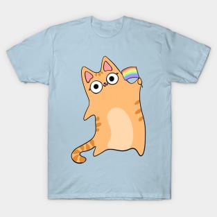 Pride Flag Orange Tabby Cat Pride Month Celebration Rainbow Flag T-Shirt